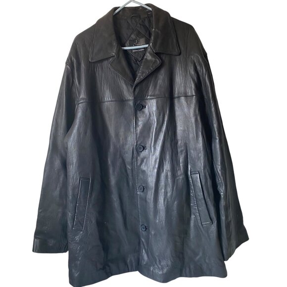 JF Ferre Genuine Black Lambskin Leather Jacket Trench Coat Al Pacino Men XXL - Picture 1 of 10
